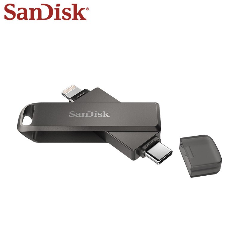 오리지널 SanDisk iXpand 플래시 드라이브 럭스 OTG USB 타입 C 라이트닝 플래시 디스크, 64GB 128GB 256GB 금속 메모리 스틱 USB Pendrive